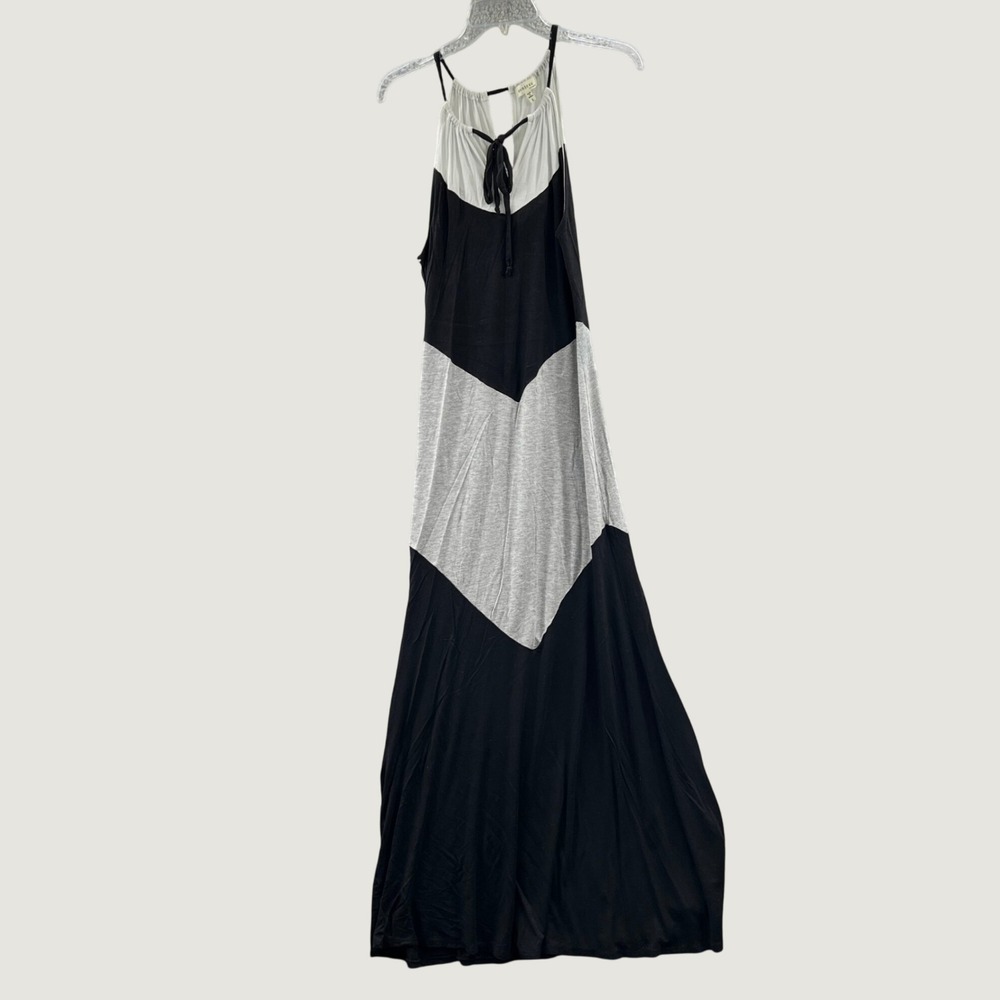 Womens Color Block Maxi Dress L Sleeveless Coastal Resort Vacation Boho Casual